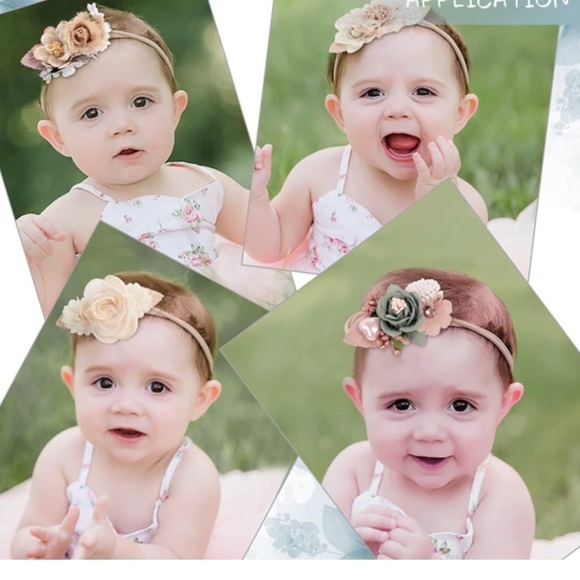 6PCS Baby Girl Flower Nylon Headband-Elastic Hair Band Handmade Bow​​ - Picture 6 of 7